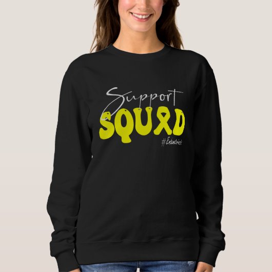 Sweatshirt Support Squad Endometriosis Awareness Yellow Ribbo (Devant)