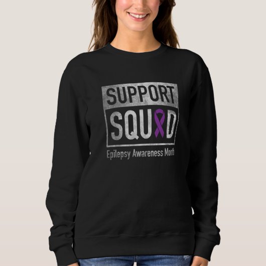 Sweatshirt Support Squad Epilepsy Awareness Purple Ribbon  1 (Devant)