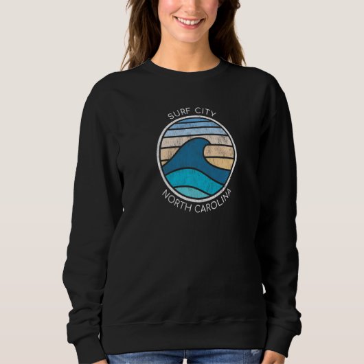 Sweatshirt Surf City NC Vacationing Shark Seawaves (Devant)