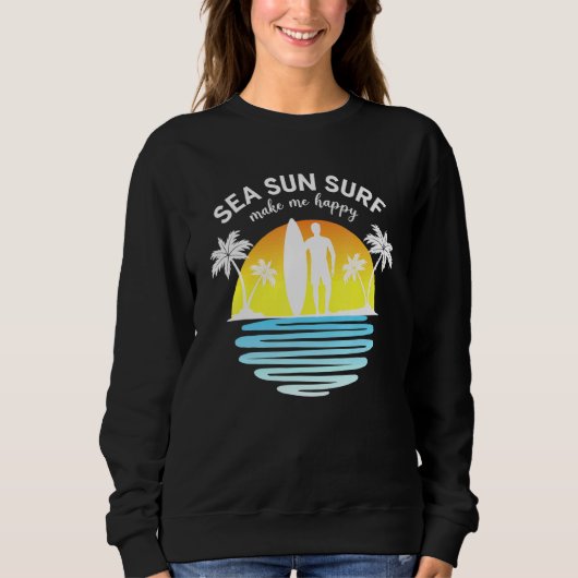 Sweatshirt Surf de soleil de mer vague me rendre heureux surf (Devant)