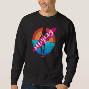 Sweatshirt Surf Surfer Girl Sunset Surfboard