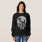 Sweatshirt Surfer Feline Surfboard  Waves Surfrider Cat Surfi (Devant entier)