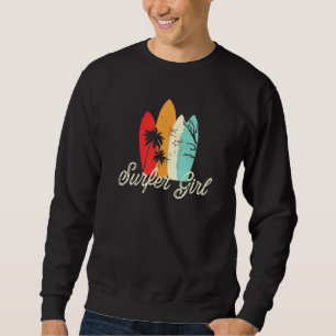 Sweatshirt Surfer Girl Retro Sunset Surfboard