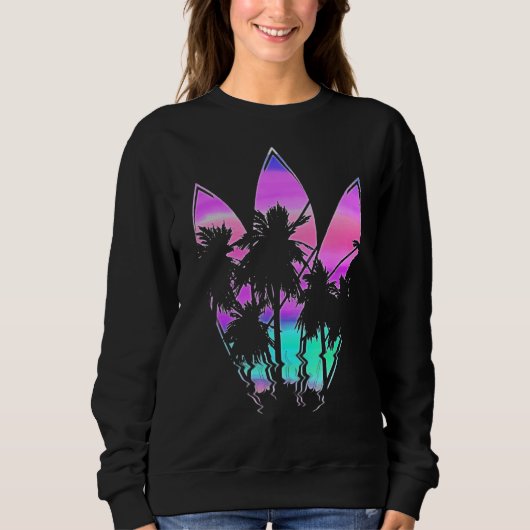 Sweatshirt Surfer Surfer Vaporwave Surfboarder Synthwave S (Devant)