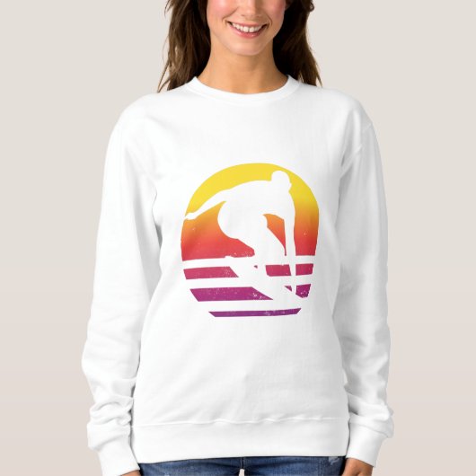 Sweatshirt Surfeur Surf Rétro Coucher de Soleil (Devant)