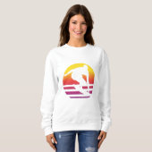 Sweatshirt Surfeur Surf Rétro Coucher de Soleil (Devant entier)