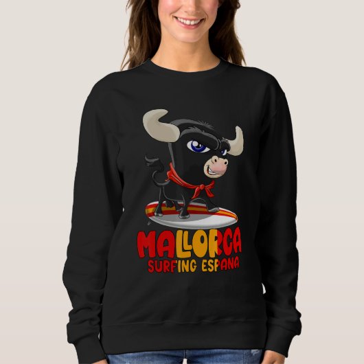 Sweatshirt Surfing Spot Spain Mallorca with Cute Taurus (Devant)
