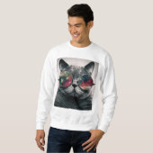 Sweatshirt swatshirt de port de lunettes de soleil de chat (Devant entier)