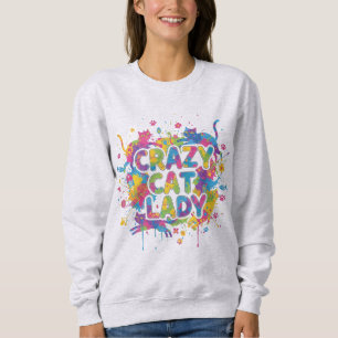 Sweatshirt Sweat-shirt de style "Folle de chats" avec éclabou