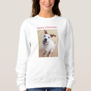 Sweatshirt Sweatshi de Noël de chien de renne blanc mignon et