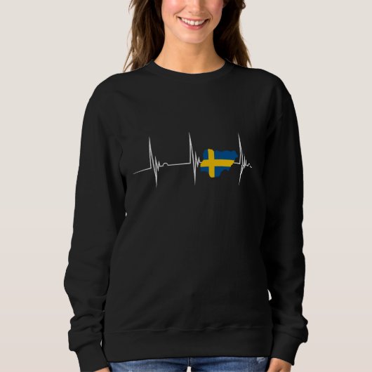 Sweatshirt Sweden Flag Sverige Map Heartbeat EKG Pulse Swedis (Devant)