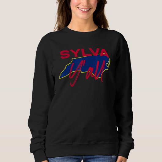 Sweatshirt Sylva North Carolina Yall Nc Pride State Map Cute (Devant)