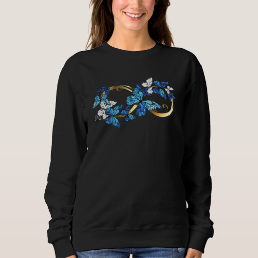 Sweatshirt Symbol Infinity of Blue Morpho Butterflies (Devant)