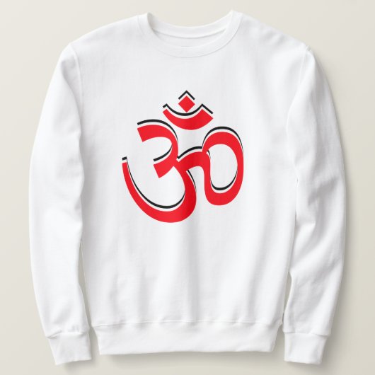 Sweatshirt Symbole Aum Om Signet Logo Rouge Blanc Noir (Design devant)
