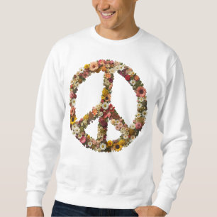 Sweatshirt Symbole de la paix florale avec fleurs vibrantes
