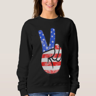 Sweatshirt Symbole de Paix du Drapeau Américain main T - 4 Ju