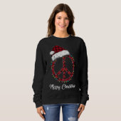 Sweatshirt SYMBOLE DE PAIX Rouge Feux de Noël Hippie Costu (Devant entier)