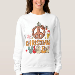 Sweatshirt Symbole de paix super rétro Vibes de Noël