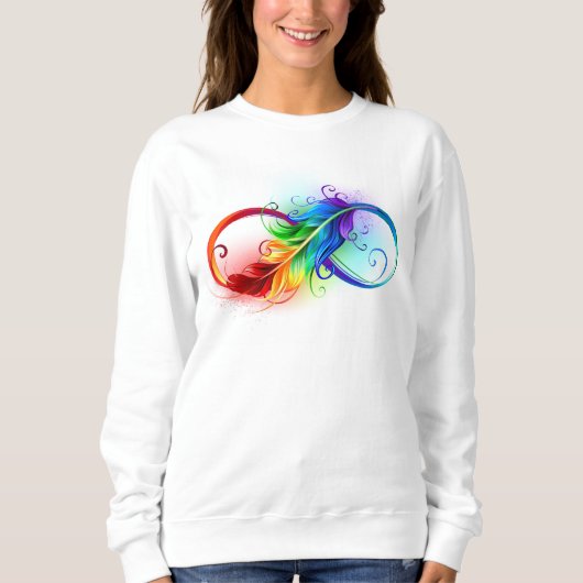 Sweatshirt Symbole d'infini avec plume arc-en-ciel (Devant)