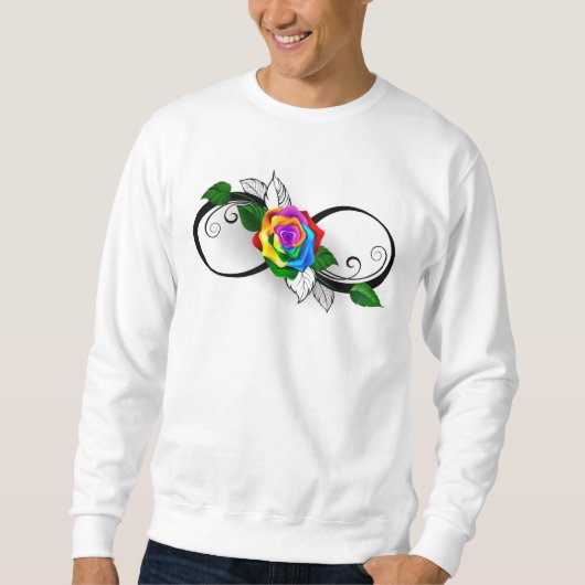 Sweatshirt Symbole d'infini avec Rose arc-en-ciel (Devant)