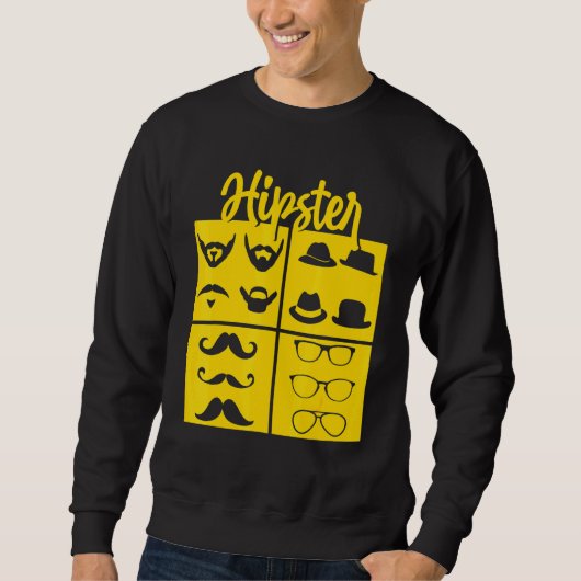 Sweatshirt Symboles de Hipster Fumeur de tuyaux Mustache lune (Devant)