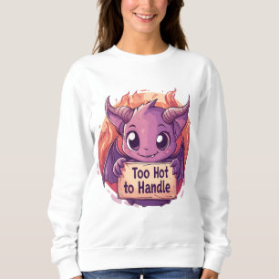 Sweatshirt Sympa démon tenant un signe "Trop chaud pour manip