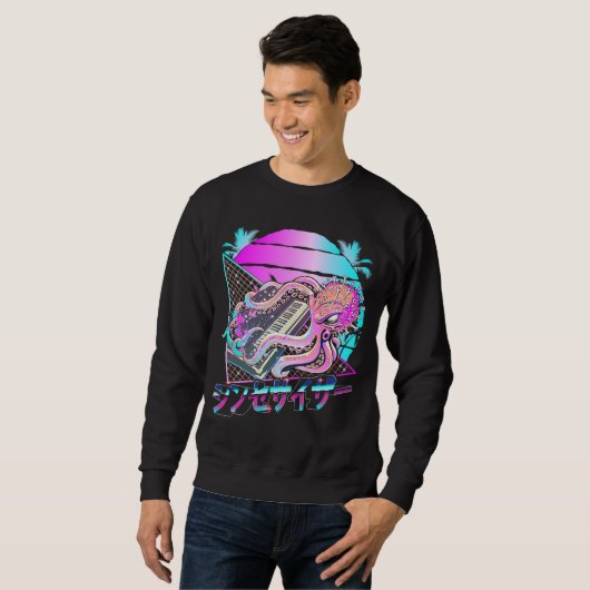 Sweatshirt Synthesizer Octopus Vaporwave Kraken Analog Synth (Devant entier)