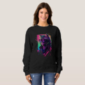 Sweatshirt Synthwave Aesthetic Cat Vaporwave Cat  90s Retro C (Devant entier)