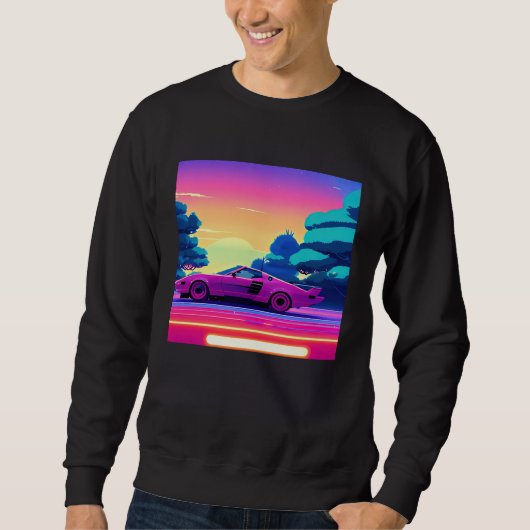 Sweatshirt Synthwave car outrun retrowave futuresynth sci fi (Devant)