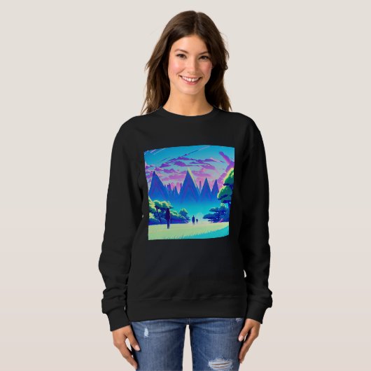 Sweatshirt Synthwave outrun retrowave futuresynth sci fi 89 (Devant entier)