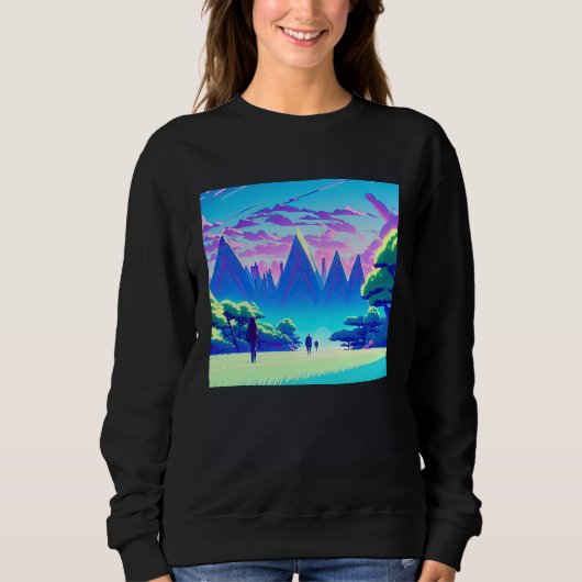 Sweatshirt Synthwave outrun retrowave futuresynth sci fi 89 (Devant)