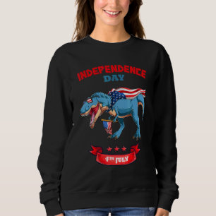 Sweatshirt T Rex Dinosaur Avec Drapeau Américain Et Sunglass 