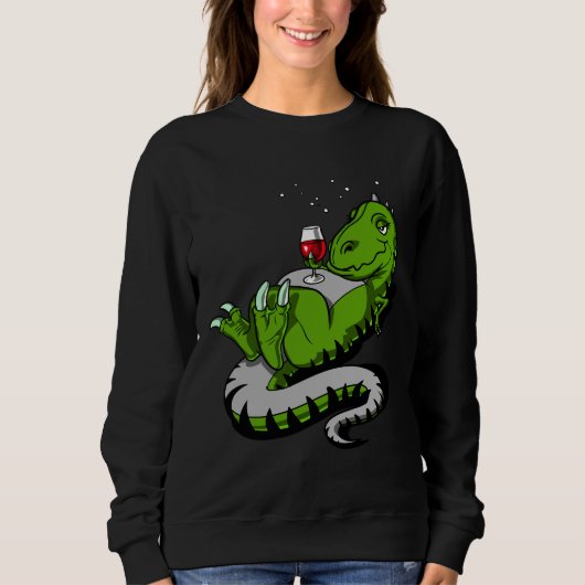 Sweatshirt T Rex Dinosaur Wine Party (Devant)