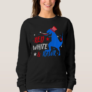 Sweatshirt T Rex Rouge Blanc Bleu 4 juillet Dinosaur Patrioti