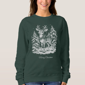 Sweatshirt T-shirt à capuche Renne dans la forêt enneigée