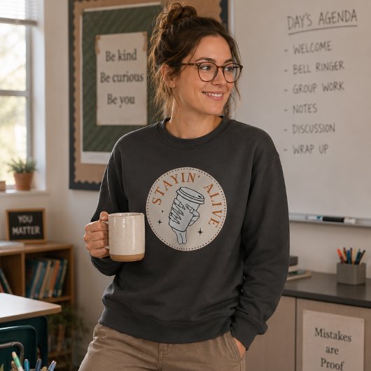Sweatshirt T-shirt à manches longues Coffee Stayin' Alive squ