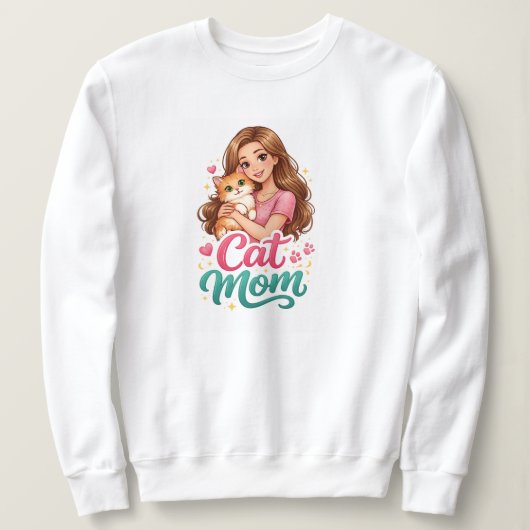 Sweatshirt T-shirt à manches longues pour maman de chat - Cad (Design devant)