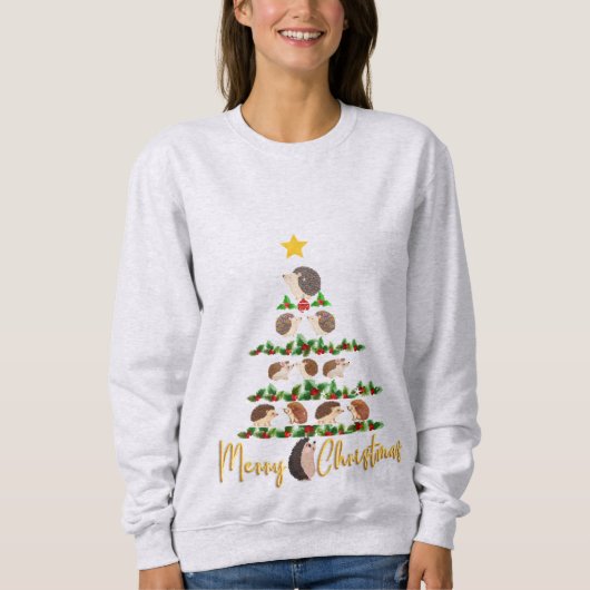 Sweatshirt T-shirt arbre de Noël de cochon de couverture (Devant)