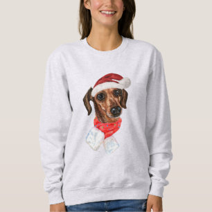Sweatshirt T-shirt bébé chien Dachshund avec chapeau de Noël