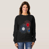 Sweatshirt T-shirt bleu, blanc, marguerites bleues (Devant entier)