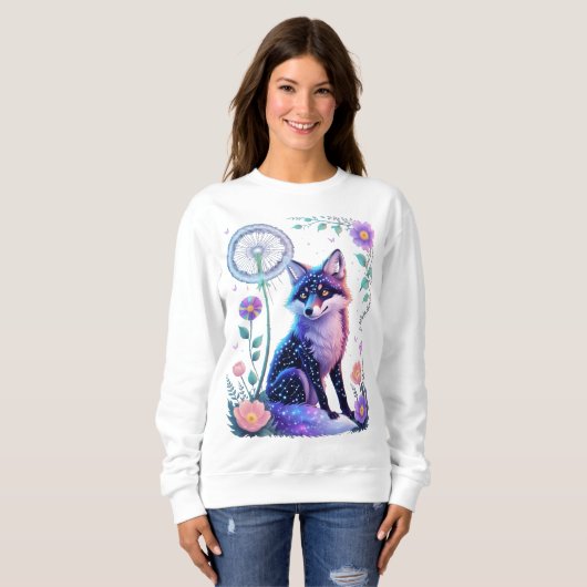 Sweatshirt T-shirt Celestial Fox Dreamscape (Devant entier)