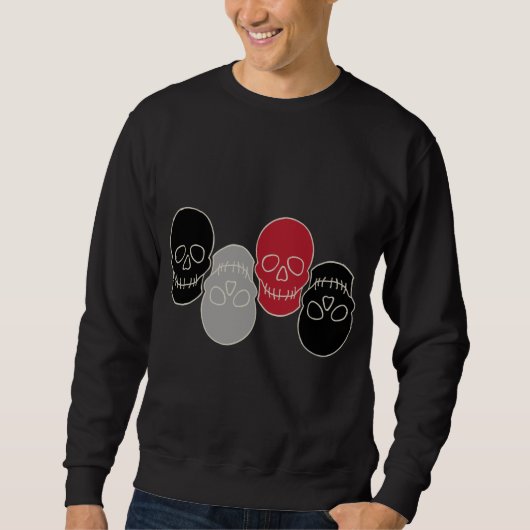 Sweatshirt T-Shirt Crânes - Chauve-Souris Noir et Os Blanc (Devant)