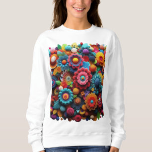 Sweatshirt T-shirt Crochet rembourré multicolore