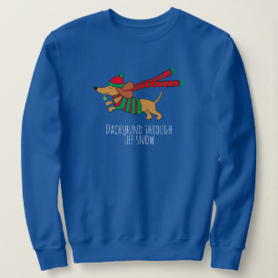 Sweatshirt T-shirt Dachshund à travers la neige longue tenue