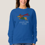 Sweatshirt T-shirt Dachshund à travers la neige longue tenue (Devant)