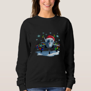 Sweatshirt T-shirt de Noël avion de combat festif — Chapeau d