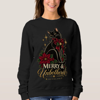 Sweatshirt T-shirt de Noël chat noir Merry & Unbothered