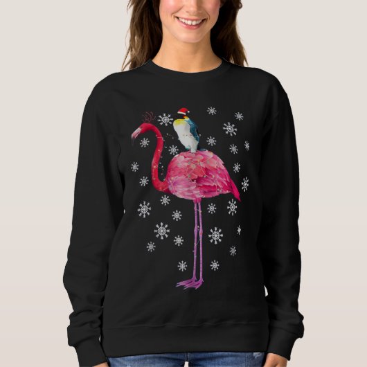 Sweatshirt T-shirt de pyjamas de Noël de Flamant rose (Devant)