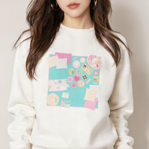 Sweatshirt T-shirt doux et mignon au style pique-nique pastel