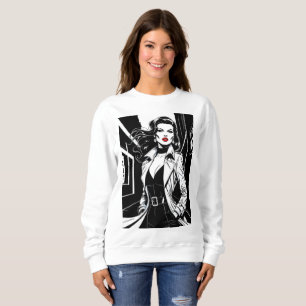 Sweatshirt T-shirt Fatale Film-Noir Femme - Style rétro gras
